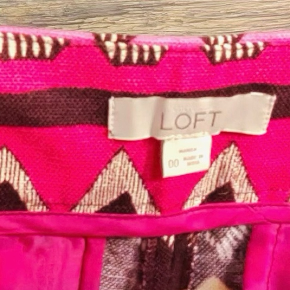 LOFT Pink and Orange Geometric High Waist Shorts - Picture 6 of 7